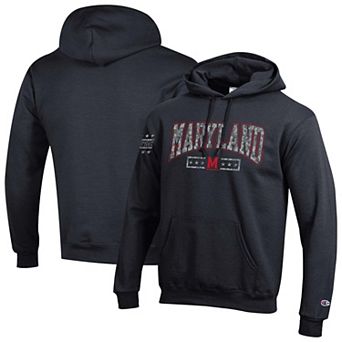 Men's Champion Black Maryland Terrapins Operation Hat Trick Camo Script Powerblend Fleece Hoodie