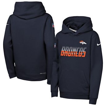Youth Nike Navy Denver Broncos Sideline Dri-FIT Hoodie
