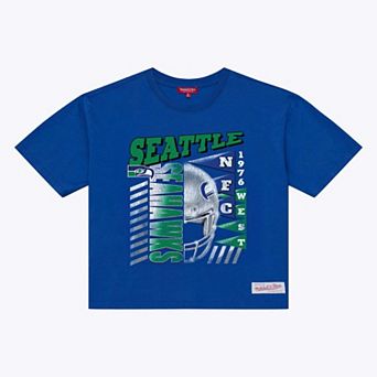 Women's Mitchell & Ness Royal Seattle Seahawks Street Graphic Boxy Cropped T-Shirt