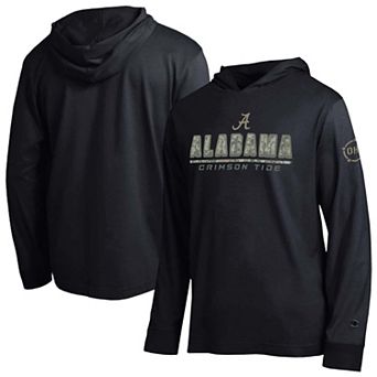 Men's Champion Black Alabama Crimson Tide Operation Hat Trick Camo Script Hooded Long Sleeve T-Shirt