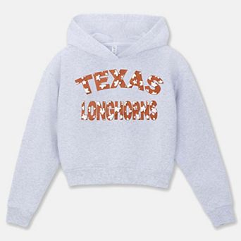 Girls Youth ZooZatz Gray Texas Longhorns Cropped Hoodie