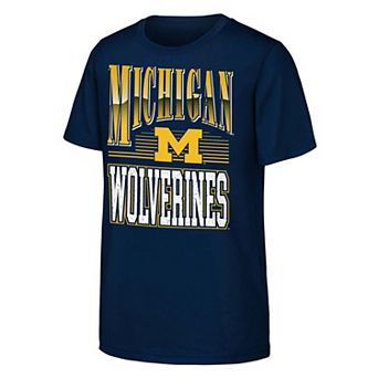 Youth Outerstuff Navy Michigan Wolverines Chrome Header T-Shirt