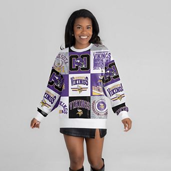 Women's Gameday Couture White Minnesota Vikings Highlight Reel Repeat Premium Fleece Sweatshirt