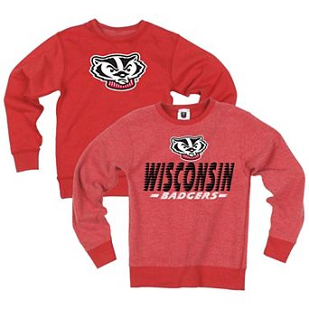 Youth Wes & Willy Red Wisconsin Badgers Reversible Sweatshirt