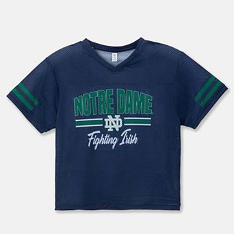 Girls Youth ZooZatz Navy Notre Dame Fighting Irish Mesh Jersey T-Shirt