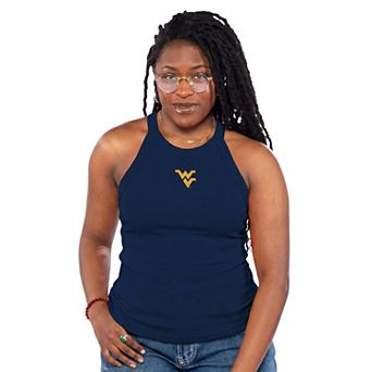 Women's ZooZatz Navy West Virginia Mountaineers Tri-Blend Racerback Ribbed Tank Top