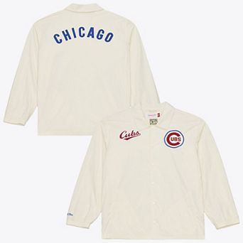 Men's Mitchell & Ness Cream Chicago Cubs Cooperstown Collection Retro Roots Coaches Jacket