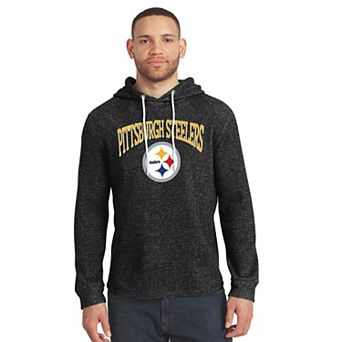 Men's Darius Rucker Collection by Fanatics Black Pittsburgh Steelers Waffle Knit Hooded Tri-Blend Long Sleeve T-Shirt