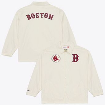 Men's Mitchell & Ness Cream Boston Red Sox Cooperstown Collection Retro Roots Coaches Jacket