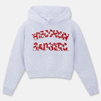 Girls Youth ZooZatz Gray Wisconsin Badgers Cropped Hoodie