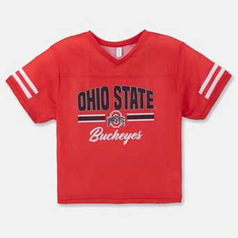 Girls Youth ZooZatz Scarlet Ohio State Buckeyes Mesh Jersey T-Shirt