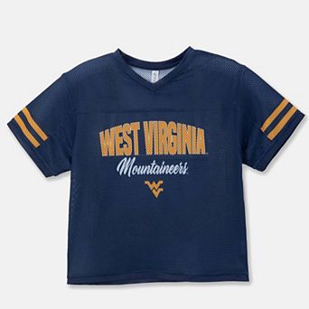 Girls Youth ZooZatz Navy West Virginia Mountaineers Mesh Jersey T-Shirt