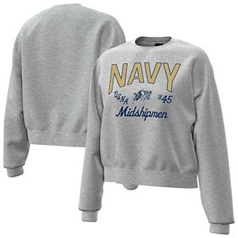 Women's Under Armour Heather Gray Navy Midshipmen Icon Fleece Sweatshirt