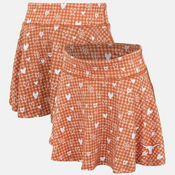 Girls Youth ZooZatz Texas Orange Texas Longhorns Heart Flowy Skort