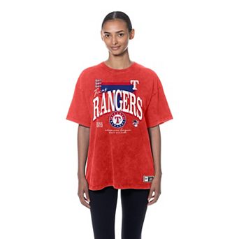 Women's New Era Red Texas Rangers Throwback Mineral Wash Boyfriend T-Shirt