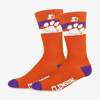 Unisex Starter Clemson Tigers Team Color Two-Stripe Crew Socks