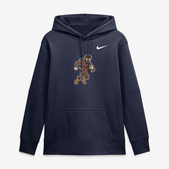 Men's Nike Navy West Virginia Mountaineers Rushing Mascot Therma-FIT Hoodie