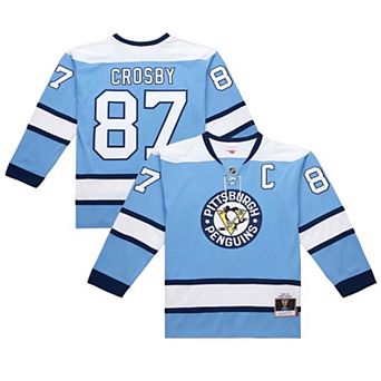 Men's Mitchell & Ness Sidney Crosby Light Blue Pittsburgh Penguins Big & Tall 2008/09 Captain Patch Power Play Jersey