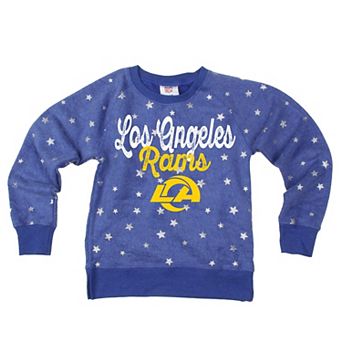 Girls Youth Wes & Willy Royal Los Angeles Rams Shimmer Star Reverse Sweatshirt