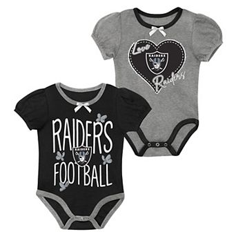 Newborn & Infant Outerstuff Black/Silver Las Vegas Raiders Star Power Two-Piece Bodysuit Set