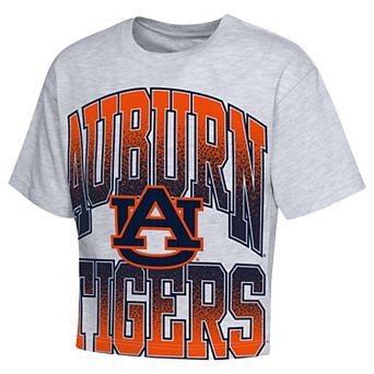 Girls Youth Outerstuff Heather Gray Auburn Tigers Big Team Energy Cropped Boxy T-Shirt