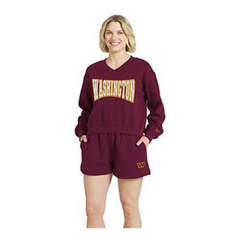Women's WEAR by Erin Andrews Burgundy Washington Commanders Fleece V-Neck Lounge Set