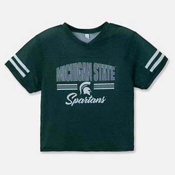 Girls Youth ZooZatz Green Michigan State Spartans Mesh Jersey T-Shirt