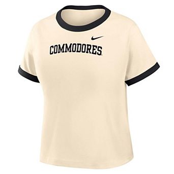 Women's Nike Natural Vanderbilt Commodores Ringer Mod Cropped T-Shirt