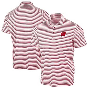 Men's Antigua Red Wisconsin Badgers Space Stripe Polo