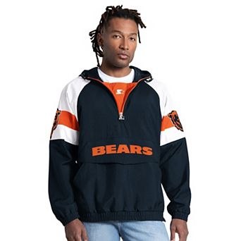 Men's Starter Navy Chicago Bears Street Cut Half-Zip Jacket