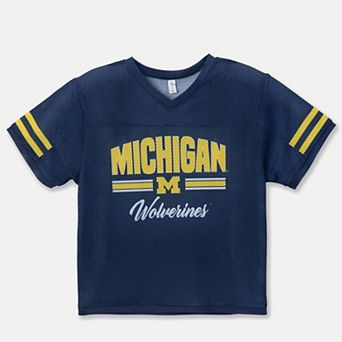 Girls Youth ZooZatz Navy Michigan Wolverines Mesh Jersey T-Shirt