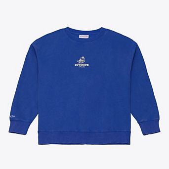 Men's Mitchell & Ness Royal Dallas Cowboys Core Essentials Micro Logo Fleece Sweatshirt