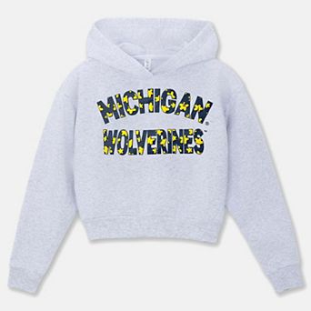 Girls Youth ZooZatz Gray Michigan Wolverines Cropped Hoodie