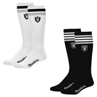 Women's PRO Compression Las Vegas Raiders Varsity Stripe Knee-High Compression Socks Two Pack