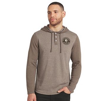 Men's Darius Rucker Collection by Fanatics Tan/Brown Pittsburgh Steelers Knit Hooded Henley Long Sleeve T-Shirt