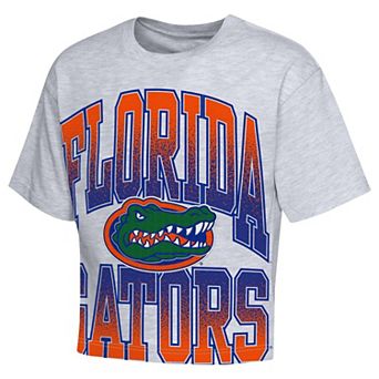 Girls Youth Outerstuff Heather Gray Florida Gators Big Team Energy Cropped Boxy T-Shirt