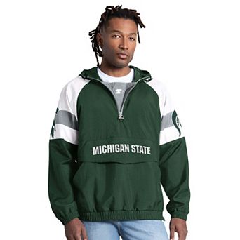 Men's Starter Green Michigan State Spartans Street Cut Half-Zip Jacket