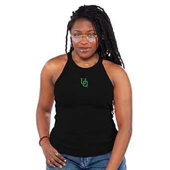 Women's ZooZatz Black Oregon Ducks Tri-Blend Racerback Ribbed Tank Top