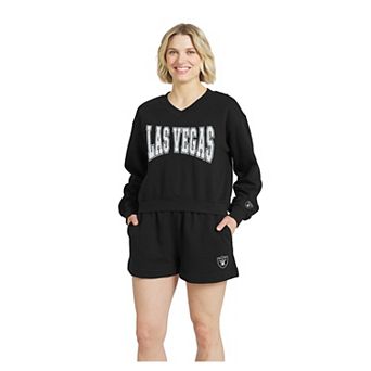Women's WEAR by Erin Andrews Black Las Vegas Raiders Fleece V-Neck Lounge Set