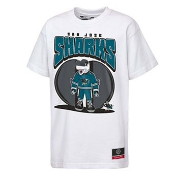 Youth Mitchell & Ness White San Jose Sharks Mascot Mania T-Shirt