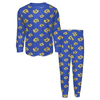Youth Outerstuff Royal Los Angeles Rams All-Over-Print Long Sleeve T-Shirt and Pants Sleep Set