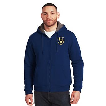 Men's Darius Rucker Collection by Fanatics Navy/Gray Milwaukee Brewers Sherpa Lined Full-Zip Sweatshirt