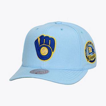 Men's Mitchell & Ness Light Blue Milwaukee Brewers Secondary Pop Pro Snapback Hat