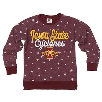 Girls Youth Wes & Willy Cardinal Iowa State Cyclones Shimmer Star Reverse Fleece Sweatshirt
