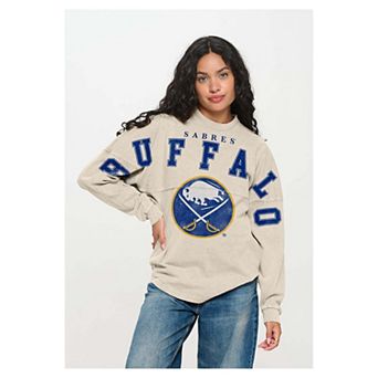 Unisex Fanatics Cream Buffalo Sabres Oversized Front Print Spirit Jersey Long Sleeve T-Shirt