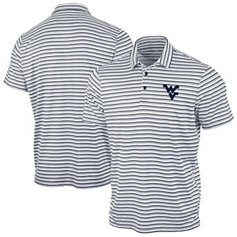 Men's Antigua Navy West Virginia Mountaineers Space Stripe Polo