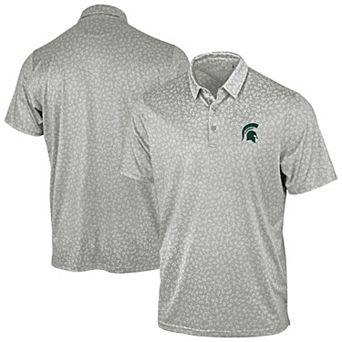 Men's Antigua Gray Michigan State Spartans Mono Floral Polo