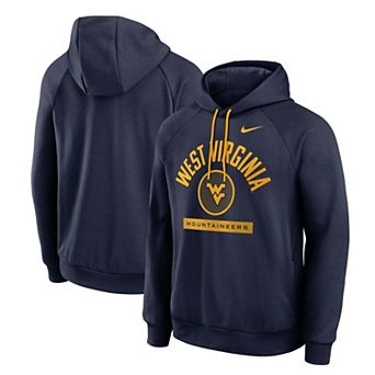 Men's Nike Navy West Virginia Mountaineers Courtside Practice Dri-FIT Raglan Fleece Hoodie