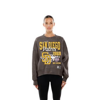 Women's New Era Brown San Diego Padres Throwback Mineral Wash Boxy Sweatshirt