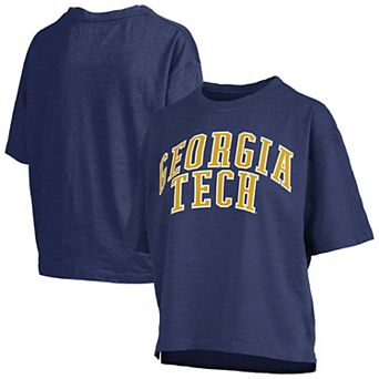 Women's Pressbox Navy Georgia Tech Yellow Jackets Oversized Nelson Arch Over Logo Slub T-Shirt
